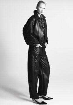 Faux leather trousers in black