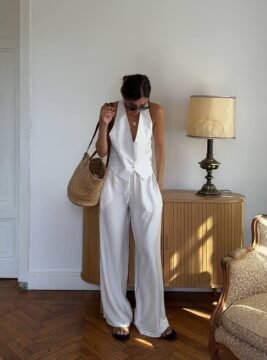 Open back co-ord set white