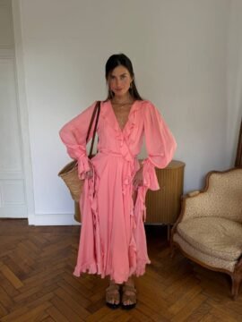 Maxi dress in coral