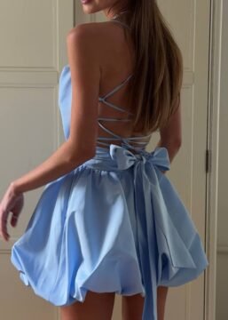 Occasion bow-detail dress blue